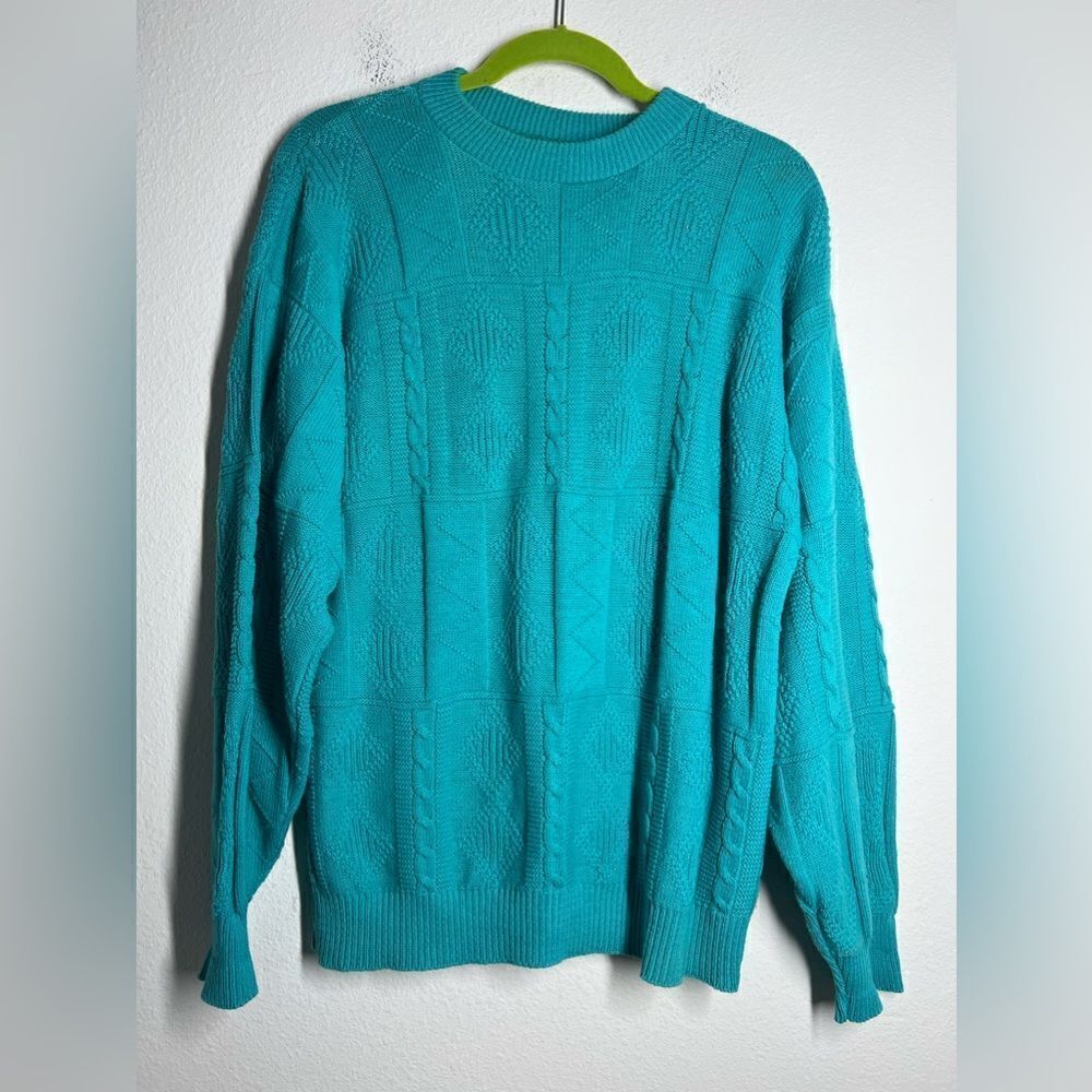 Vintage Cotton Blend Mens Blue Sweater 42In Chest 24 In Long Sz M See Desc
